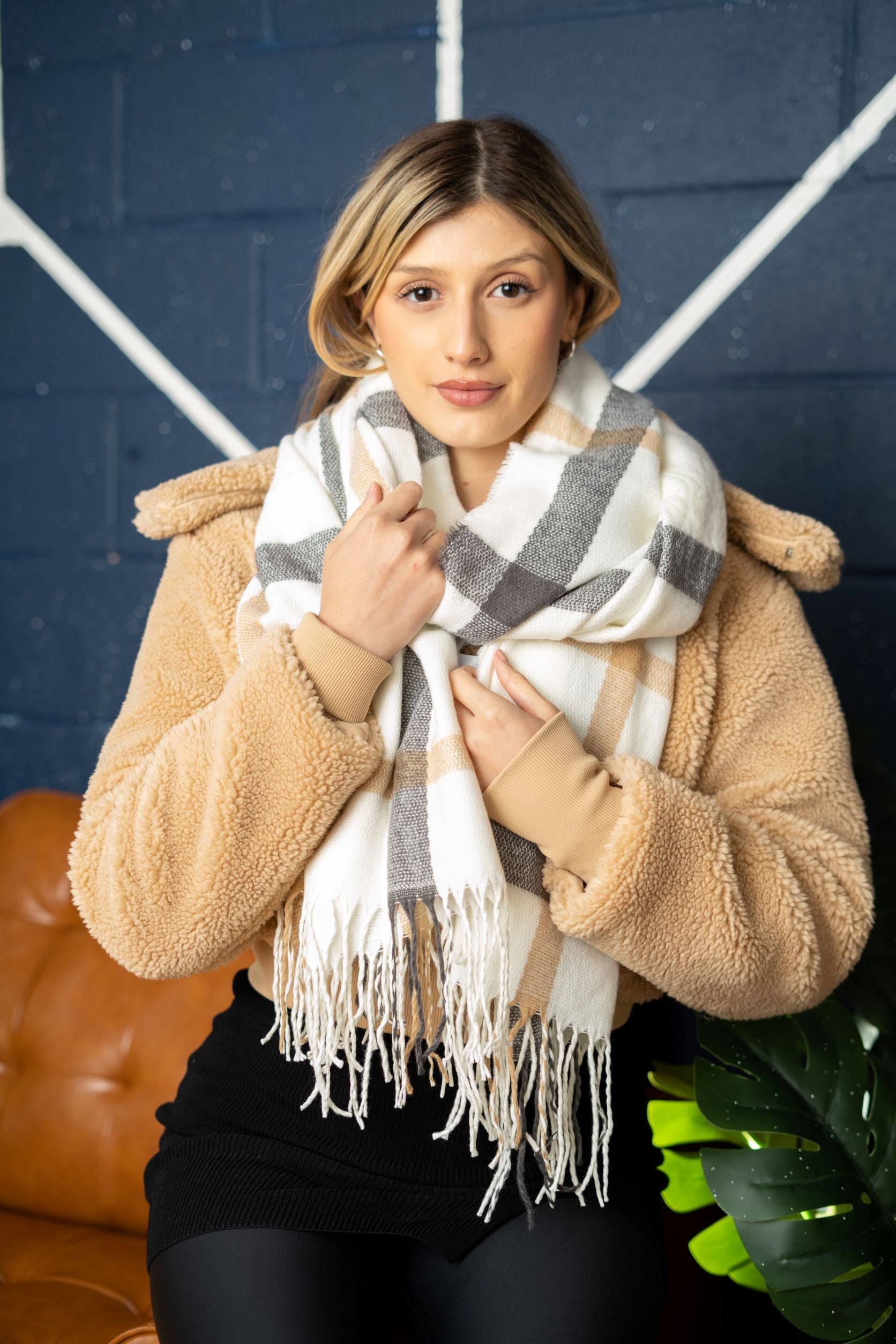 Oversized cream deals scarf